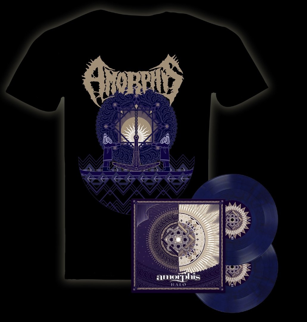 Amorphis: Halo Exklusive Blue-Black-Marbeled 2-LP & TS Bundle