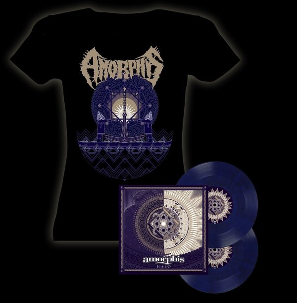 Amorphis: Halo Exclusive Blue-Black-Marbeled 2-LP & Lady Fit Shirt Bundle